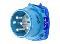 Meltric 33-38163-974-4X DS30 INLET POLY BLUE SIZE 3 TYPE 4X 3P+G 30 A 208 VAC 60 Hz +4 AUX TYPE 4X WATERTIGHTNESS