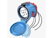 Meltric 33-64047-264-843 DS60 RECEPTACLE POLY BLUE SIZE 4 TYPE 4X IP 69 3P+N+G 60 A 277/480 VAC 60 Hz +4 AUX PADLOCK PAWL