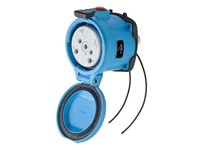 Meltric 33-64142-972-843 DS60 RECEPTACLE POLY BLUE SIZE 4 TYPE 4X IP 69 2P+G 60 A 600 VAC 60 Hz +2 AUX PADLOCK PAWL