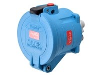 Meltric 33-64162-352-843 DS60 RECEPTACLE POLY BLUE SIZE 4 TYPE 4X IP 69 2P+G 60 A 208 VAC 60 Hz NO AUX STRAIGHT INSERTION PADLOC
