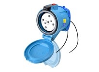 Meltric 33-64167-972-843 DS60 RECEPTACLE POLY BLUE SIZE 4 TYPE 4X IP 69 3P+N+G 60 A 120/208 VAC 60 Hz +2 AUX PADLOCK PAWL