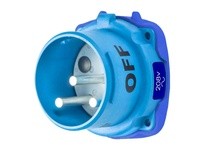 Meltric 33-68162-A155 DS60 INLET POLY BLUE SIZE 4 TYPE 4X IP 69 2P+G 60 A 208 VAC 60 Hz NO AUX WITH NO LOCKOUT HOLE