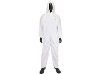 3406/M PE Laminate - White Poly/PE/Poly Coverall zipper front w/Elastic Wrist/Ankle and attached Hood