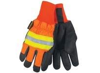 MCR 34411L Luminator Hi-Vis Grain Pigskin Thermosock Lined Waterproof Knit Wrist Orange Fabric