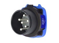 Meltric 35-18163-972-HAZ DS20 HAZ INLET POLY BLACK SIZE 2 TYPE 4X 3P+G 20 A 208 VAC 60 Hz +2 AUX