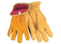 MCR 3555L Grain Deerskin Driver Split Back Keystone Thumb Red Fleece Lined