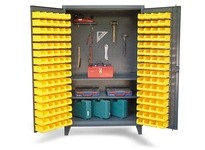 StrongHold 36-BS-PB-242 Tool Storage Bin Cabinet with 2 Shelves and Pegboard 36x24x72 2 Shelves