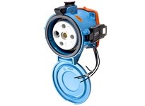 Meltric 37-24073-174-843 DS200 RECEPTACLE METAL BLUE SIZE 6 TYPE 4X 3P+G 200 A 250 VAC 60 Hz +4 AUX PADLOCK PAWL