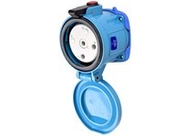 Meltric 37-64162-843 DS60 RECEPTACLE METAL BLUE SIZE 4 TYPE 4X IP 69 2P+G 60 A 208 VAC 60 Hz NO AUX PADLOCK PAWL