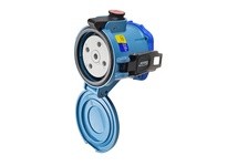 Meltric 37-94167-843-NC DS100 RECEPTACLE METAL BLUE SIZE 5 TYPE 4X IP 69 3P+N+G 100 A 120/208 VAC 60 Hz NO AUX PADLOCK PAWL SELF