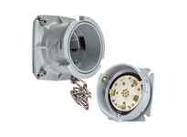 Meltric 47-38143 PFQ300 INLET METAL GRAY SIZE F IP 66/67 3P+G 300 A 600 VAC 60 Hz +8 AUX