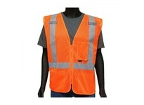 47210/L West Chester Class 2 Mesh Vest Mic Tabs Zipper Closure Orange