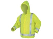 MCR 500RJHX3 Luminator .16mm PU/Poly Jacet W/Att Hood Silver Stripes Class III LIME