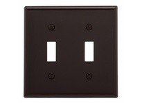 Cooper Eaton 5138B-BOX Wallplate 2G Toggle/Duplex Nylon Brown
