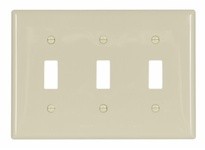 Cooper Eaton 5141V-BOX Wallplate 3G Toggle Nylon Ivory