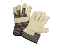 5150/M Cowhide Leather Palm Reg Grade Green/Pink Fabric Back Wing Thumb Safety Cuff