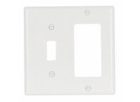 Cooper Eaton 5153W-BOX Wallplate 2G Toggle/Deco Nylon Std White