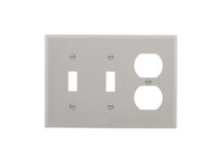 Cooper Eaton 5158GY-BOX Wallplate 3G 2Toggle/1Dup Nylon Std Gray
