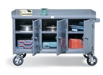 StrongHold 52.10-3MS-301-SG-CA Mobile Work Bench with 3 Locking Compartments | Durable & Secure