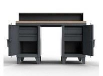 StrongHold 53.1-WS-360-4DB-MT Industrial Shop Desk with Maple Top | Durable Workspace Solution