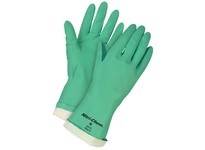 MCR 5318 Green Flock Lined Nitrile 15 Mil Straight Cuff Size 8.5 | Durable Gloves