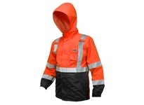 MCR 591SJHX4 Class 3 Breathable Poly/Polyurethane Jacket 2 Silver Material Orange w/Black Shading