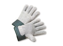 600-EA/XL Split Cowhide Leather Glove Full Leather Back Select Grade Green Safety Cuff