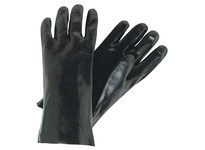 MCR 6212S Black PVC Non-Slip Finish Interlock Lined 12 | Durable Industrial Gloves