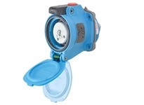 Meltric 63-14045-375-843 DSN20 RECEPTACLE POLY BLUE SIZE 1 TYPE 4X IP 69 1P+N+G 20 A 277 VAC 60 Hz NO AUX PADLOCKABLE MUSHROOM P