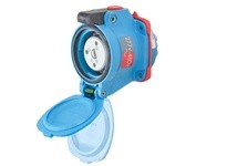 Meltric 63-14046 DSN20 RECEPTACLE POLY BLUE SIZE 1 TYPE 4X IP 69 2P+N+G 20 A 277/480 VAC 60 Hz NO AUX