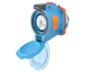 Meltric 63-14075-375-NC DSN20 RECEPTACLE POLY BLUE SIZE 1 TYPE 4X IP 69 1P+N+G 20 A 125 VAC 60 Hz NO AUX MUSHROOM PAWL SELF-RETU