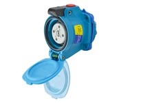 Meltric 63-14127-K16-375 DSN20 RECEPTACLE POLY BLUE SIZE 1 TYPE 4X IP 69 3P+N+G 20 A 120/208 VAC 60 Hz NO AUX MUSHROOM PAWL