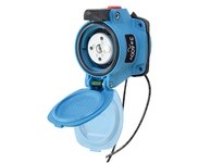 Meltric 63-14143-972-843 DSN20 RECEPTACLE POLY BLUE SIZE 1 TYPE 4X IP 69 3P+G 20 A 600 VAC 60 Hz +2 AUX PADLOCK PAWL