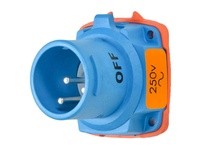 Meltric 63-18072 DSN20 INLET POLY BLUE SIZE 1 TYPE 4X IP 69 2P+G 20 A 250 VAC 60 Hz