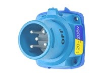 Meltric 63-18127-K16-A155 DSN20 INLET POLY BLUE SIZE 1 TYPE 4X IP 69 3P+N+G 20 A 120/208 VAC 60 Hz WITH NO LOCKOUT HOLE