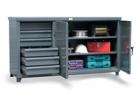 StrongHold 63-242-6/5DB Workbench with Steel Top and 6 Drawers 73x25x38 2 Shelves