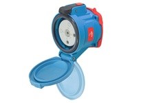 Meltric 63-34042-375-843 DSN30 RECEPTACLE POLY BLUE SIZE 2 TYPE 4X IP 69 2P+G 30 A 480 VAC 60 Hz NO AUX PADLOCKABLE MUSHROOM PAW