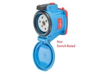 Meltric 63-34043-972-352-375-843 DSN30 RECEPTACLE POLY BLUE SIZE 2 TYPE 4X IP 69 3P+G 30 A 480 VAC 60 Hz +2 AUX STRAIGHT INSERTI