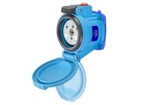 Meltric 63-34162-972-843-NC DSN30 RECEPTACLE POLY BLUE SIZE 2 TYPE 4X IP 69 2P+G 30 A 208 VAC 60 Hz +2 AUX PADLOCK PAWL SELF-RET