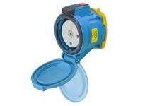 Meltric 63-34165-843-NC DSN30 RECEPTACLE POLY BLUE SIZE 2 TYPE 4X IP 69 1P+N+G 30 A 120 VAC 60 Hz NO AUX PADLOCK PAWL SELF-RETUR