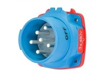 Meltric 63-38043-972-A155 DSN30 INLET POLY BLUE SIZE 2 TYPE 4X IP 69 3P+G 30 A 480 VAC 60 Hz +2 AUX WITH NO LOCKOUT HOLE