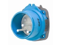 Meltric 63-38045-A155 DSN30 INLET POLY BLUE SIZE 2 TYPE 4X IP 69 1P+N+G 30 A 277 VAC 60 Hz NO AUX WITH NO LOCKOUT HOLE