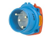 Meltric 63-38073-A155 DSN30 INLET POLY BLUE SIZE 2 TYPE 4X IP 69 3P+G 30 A 250 VAC 60 Hz NO AUX WITH NO LOCKOUT HOLE