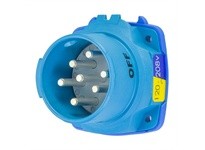 Meltric 63-38167-972 DSN30 INLET POLY BLUE SIZE 2 TYPE 4X IP 69 3P+N+G 30 A 120/208 VAC 60 Hz +2 AUX
