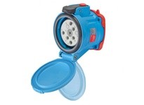 Meltric 63-64046-973 DSN60 RECEPTACLE POLY BLUE SIZE 3 TYPE 4X IP 69 2P+N+G 60 A 277/480 VAC 60 Hz +3 AUX