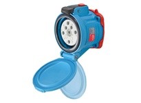 Meltric 63-64047-972-843 DSN60 RECEPTACLE POLY BLUE SIZE 3 TYPE 4X IP 69 3P+N+G 60 A 277/480 VAC 60 Hz +2 AUX PADLOCK PAWL