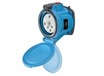 Meltric 63-64143-972-375-843 DSN60 RECEPTACLE POLY BLUE SIZE 3 TYPE 4X IP 69 3P+G 60 A 600 VAC 60 Hz +2 AUX MUSHROOM PAWL PADLOC