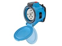 Meltric 63-64143-973-843-NC DSN60 RECEPTACLE POLY BLUE SIZE 3 TYPE 4X IP 69 3P+G 60 A 600 VAC 60 Hz +3 AUX PADLOCK PAWL SELF-RET