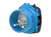 Meltric 63-68142-972 DSN60 INLET POLY BLUE SIZE 3 TYPE 4X IP 69 2P+G 60 A 600 VAC 60 Hz +2 AUX