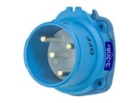 Meltric 63-68163 DSN60 INLET POLY BLUE SIZE 3 TYPE 4X IP 69 3P+G 60 A 208 VAC 60 Hz NO AUX